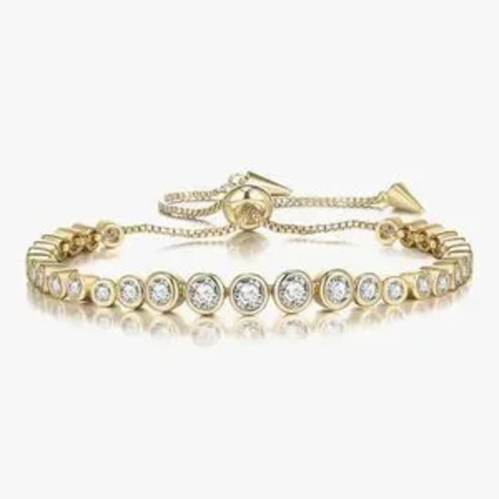 NEW?14K Gold Plated Simulated Diamonds Tennis Bracelet